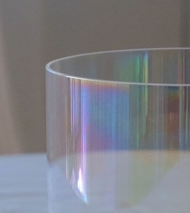 closeup of 6 inch clear slowmuse crystal bowl from the earth set