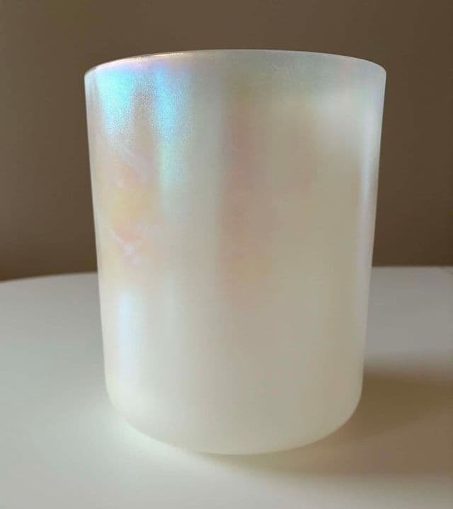 Closeup of shimmering glaze of pearl crystal bowl
