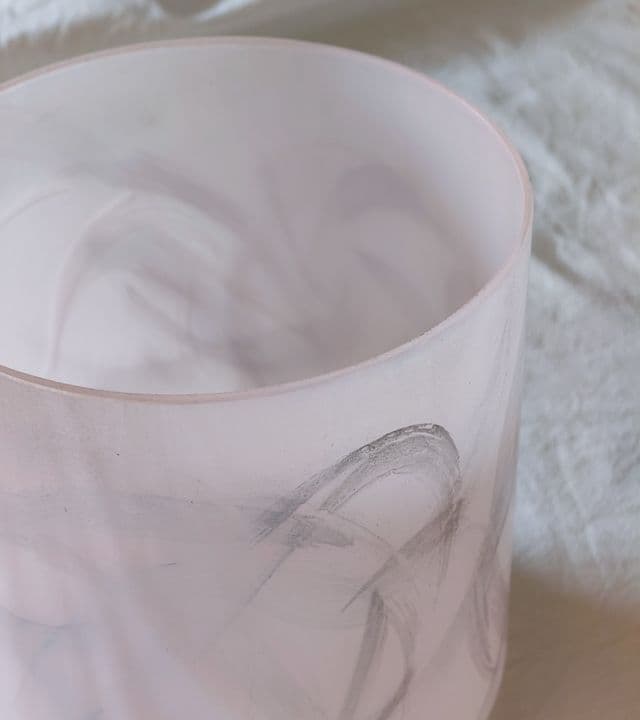 Closeup of shell crystal bowl